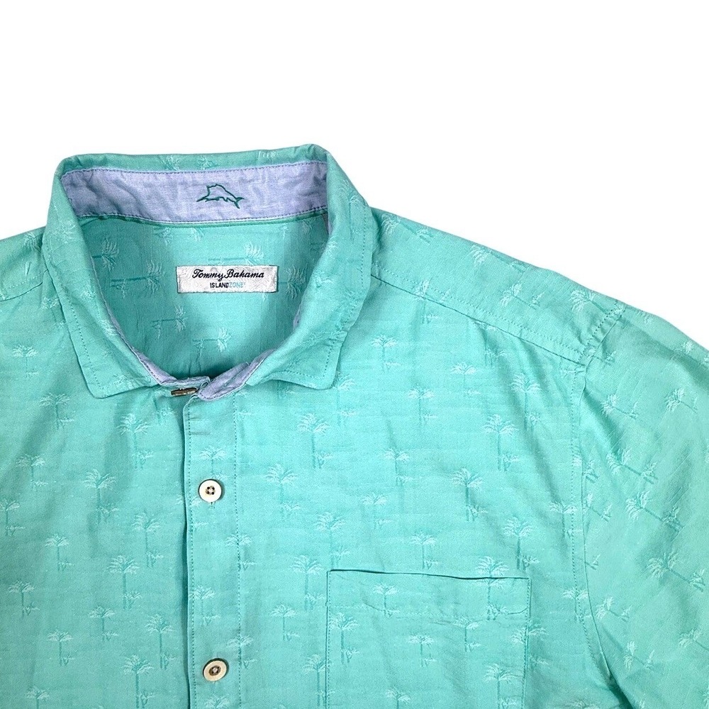 Tommy Bahama IslandZone Mens XL Seafoam Green Embroidered Palm Tree Shirt XL/TG